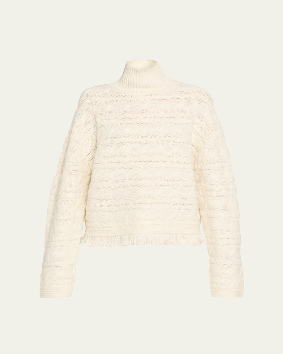 Cropped Cable Turtleneck Sweater